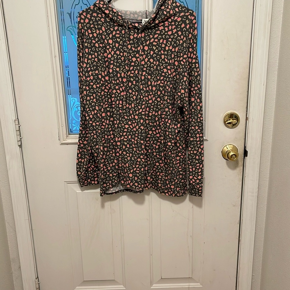 Sew In Love Gray and Pink Patterned Hoodie